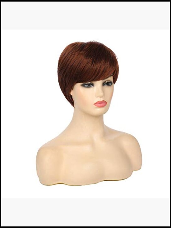 Short Auburn Wig with Bangs Synthetic Heat Resistant Breathable Wig Cap Included